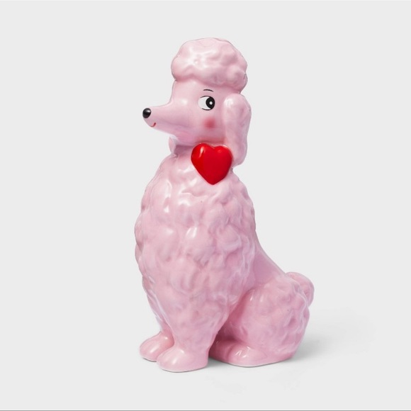 Pink Valentine Ceramic Poodle Figurine - Picture 1 of 2